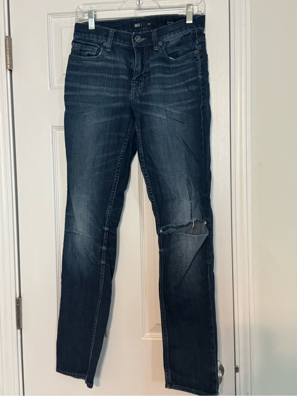 BKE Women's Alec Dark Blue Skinny Jeans with Knee Rip